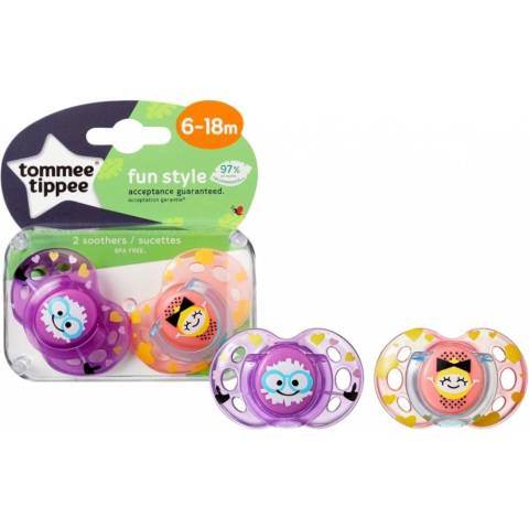 Tommee Tippee Šidítko C2N Silikon Fun růžová 2 ks