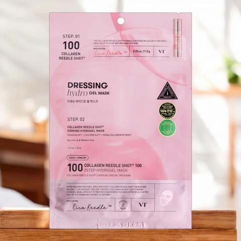 VT COSMETICS VT - COLLAGEN REEDLE SHOT 100 2 STEP HYDROGEL MASK - Intenzivně zpevňující 2 kroková hydrogelová maska s mikro jehličkovým sérem 1,5 g a 33 g
